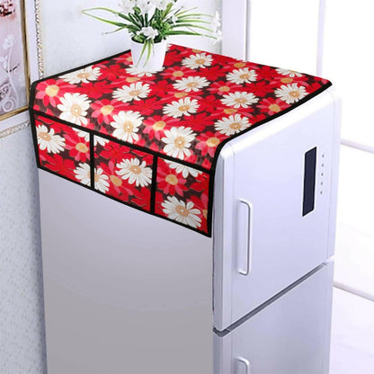 WISHLAND 1 Pc Fridge Cover for Top with 6 Pockets + 2 Handle Cover + 3 Fridge Mats( Fridge Cover Combo Set of 6 Pcs) - HalfPe