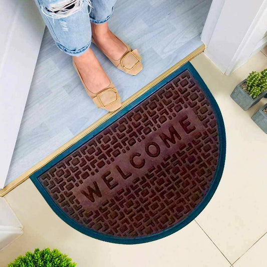 Mats Avenue Half Moon Door Mat Poly Propylene and Rubber, Brown Color (40 x 60 CM) - HalfPe