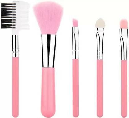 Bingeable 5 Pieces Professional Makeup Brushes Set Soft Synthetic Multi Purpose Makeup Brushes Set (Pink/Multicolor) (Pack of 5) - HalfPe