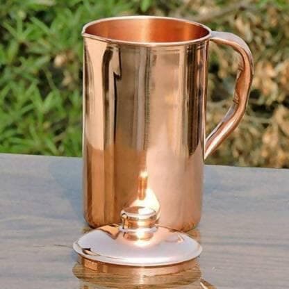 SHINI LIFESTYLE Pure Copper Jug with steel glass 6 pcs set of 7) - HalfPe