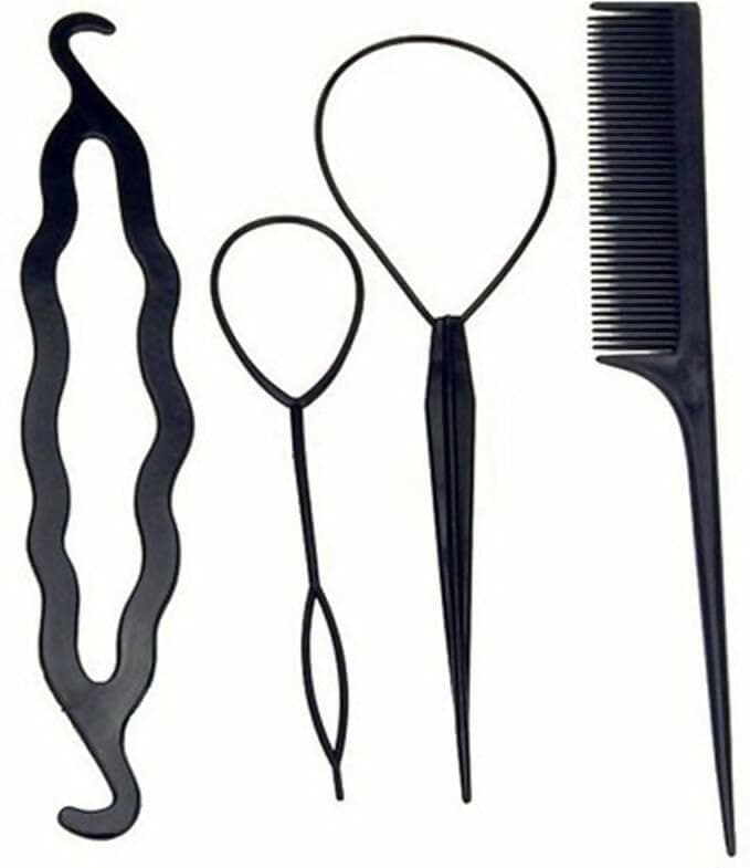 SENECIO Topsy Tail Braid Ponytail Hair Bun Maker With Scented Comb 4pc Hair Accessory Set - HalfPe