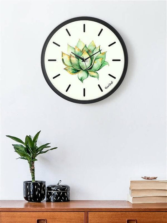 Green Cactus Analog Wall Clock - HalfPe