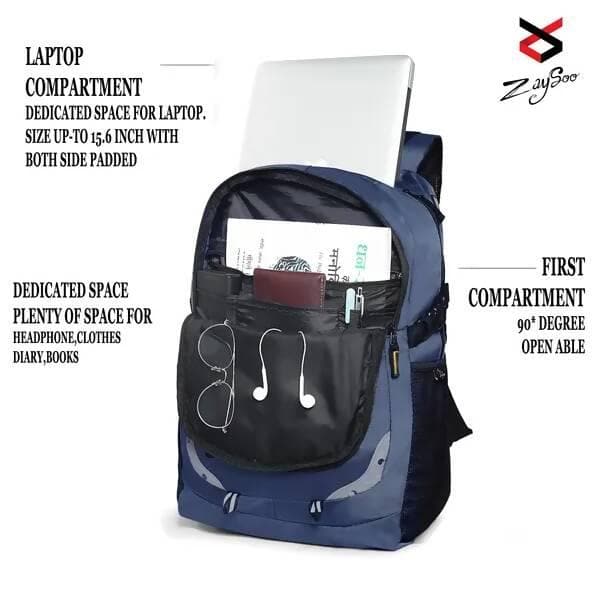 Laptop Backpack Classic Style With Laptop Sleeve And Added Durability (Navy Blue)  - HalfPe