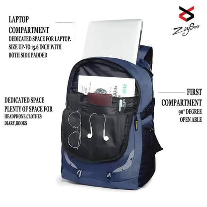 Laptop Backpack Classic Style With Laptop Sleeve And Added Durability (Navy Blue)  - HalfPe