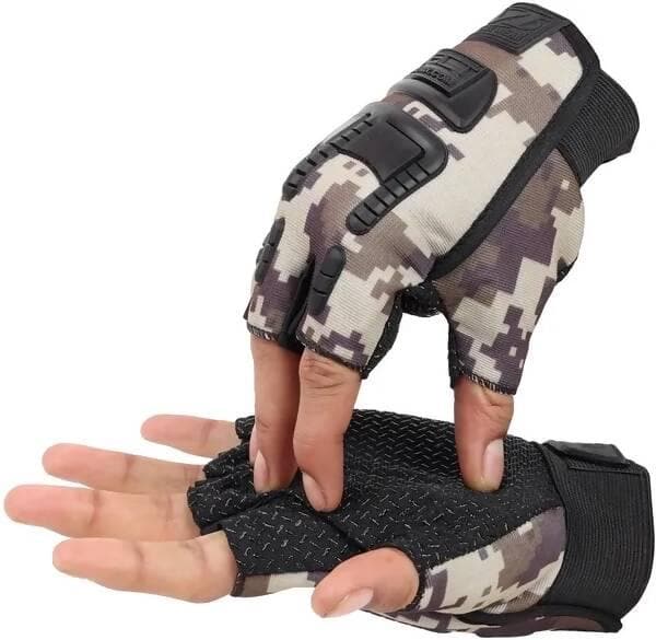 Half Finger Army/Military Glove "M" Riding Gloves (Multicolor) - HalfPe