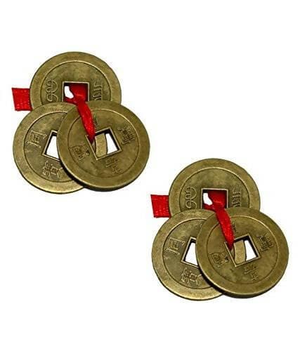 Feng Shui Showpiece Size 2 cm Puja Articles (5 Set of 3 Wealth Coins ) - HalfPe