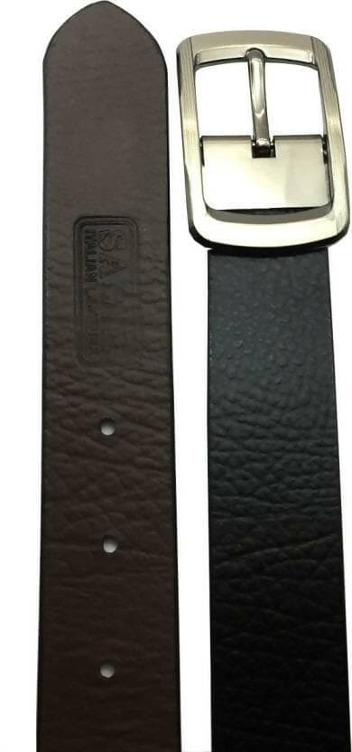 Men Casual Black Genuine Leather Belt (Size: 46) - HalfPe