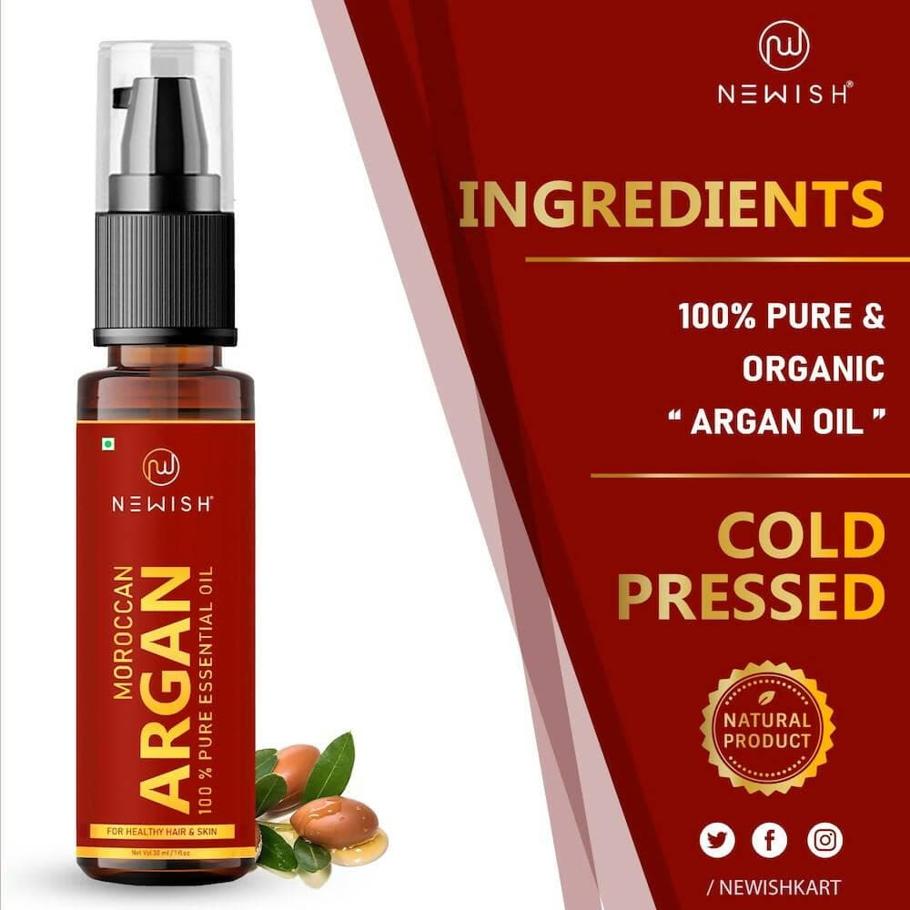 Newish 100% Pure & Natural Moroccan Argan Oil , for Dry and Coarse Hair & Skin care (30 ML) - HalfPe