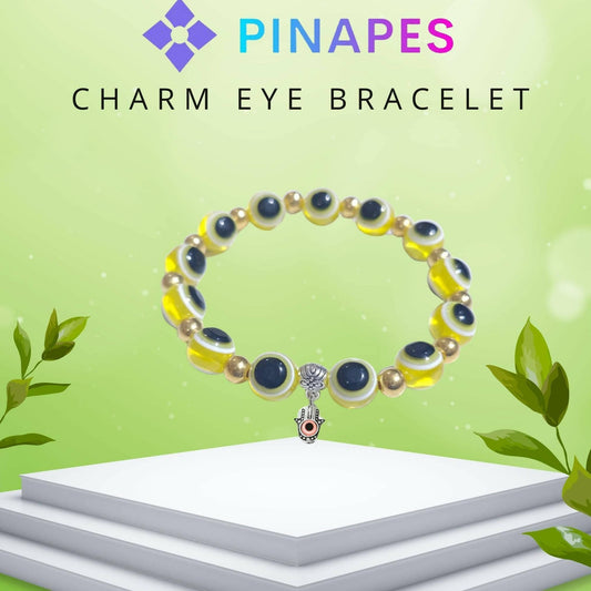 Pinapes Stylish Evil Eye Bracelet (Yellow, pack of 2) - HalfPe