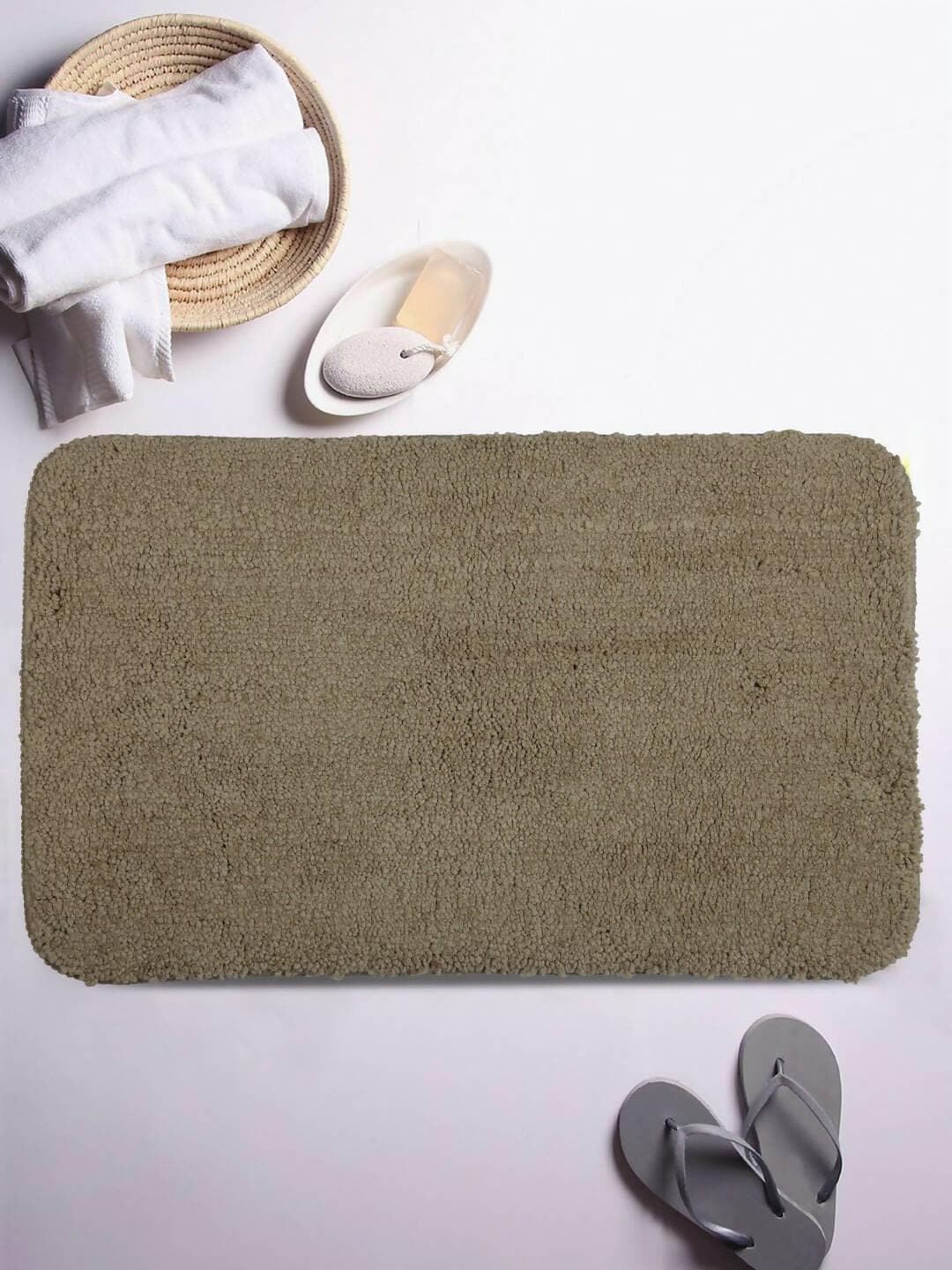 Lushomes Bathroom Mat, floor mats for home, anti slip mat, non slip mat 1800 GSM Floor Mat with High Pile Microfiber, anti skid mat for bathroom floor (15 x 24 Inch, Single Pc, Beige) - HalfPe