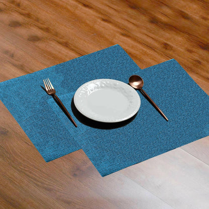 Lushomes Jute Table Mat, Turquoise Blue Dining Table Mat, table mats Also Used as kitchen mat, fridge mat, cupboard sheets for wardrobe, Jute Place mats (Pack of 6, 12x18 Inches, 30x45 Cms) (Set of 6) - HalfPe