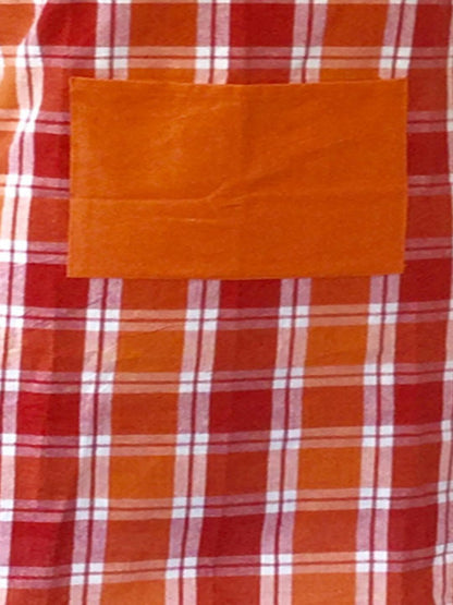 Lushomes Checks Red and Orange Kitchen Cooking Apron Set for Women, apron for men, cooking aprons for women, kitchen apron for men, aprons, aprin (2 Pc Set, Kitchen T 40 x 60 cm, Apron 60 x 80 cms) - HalfPe