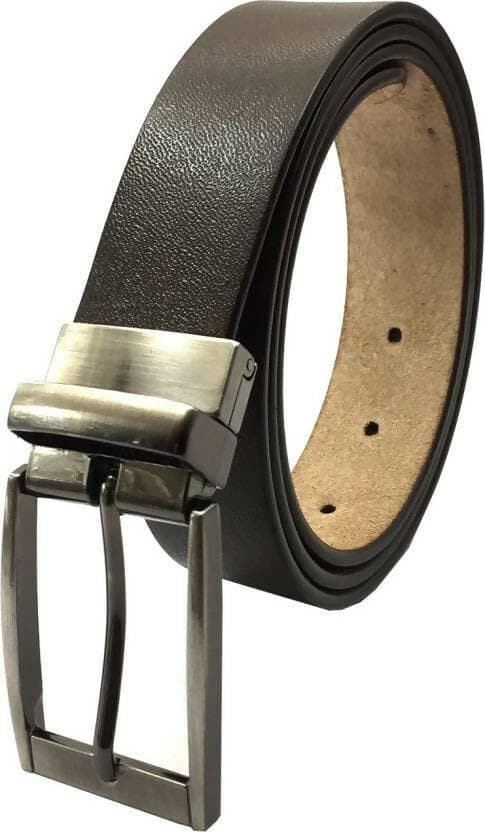 Men Casual Black Genuine Leather Reversible Belt (size: 46) - HalfPe