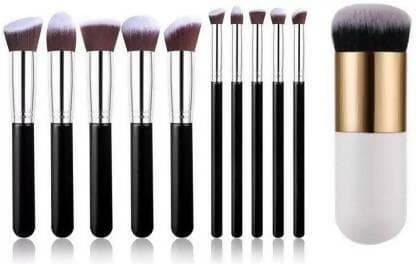 Bingeable 10In1 Makeup Brushes& Round Foundation Brush (Multicolor) (Pack of 11) - HalfPe