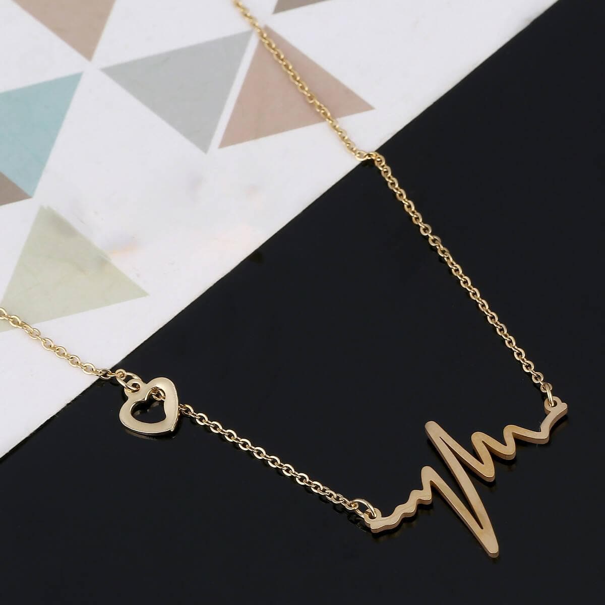 Pinapes Design Fancy Stylish Heartbeat Stainless Steel Necklace Pendant Chain for Women & Girls - HalfPe