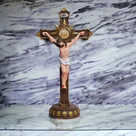 KariGhar Resin Holy Cross Jesus Christ Idol for Home, Living Room, Prayer Room, Gifting and Decoration, Multicolor 3.5 x 6 x 12 Cm - HalfPe