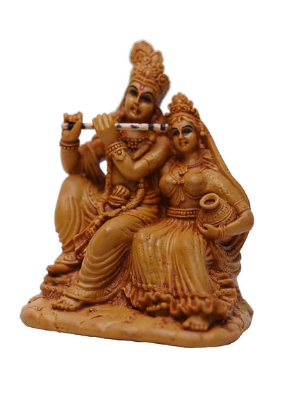 KariGhar Radhakrishna Idol for Home/ Living Room/ Puja Room/ Gifting (Brown, 2.75X3.5X4.25 inches) - HalfPe