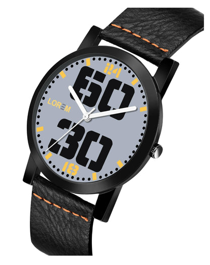 LOREM Grey Sllim Analog Watch For Men LR47 - HalfPe