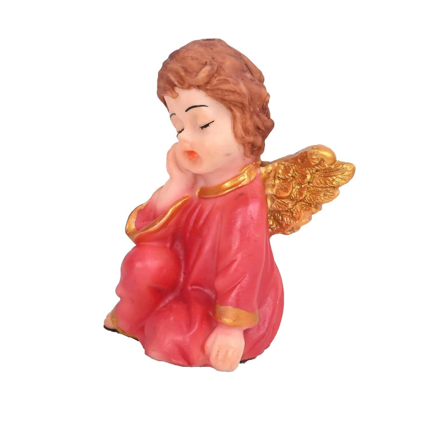 KariGhar Resin Small Pink Sitting Angel Statue Catholic Idol for Home (Pink) - HalfPe