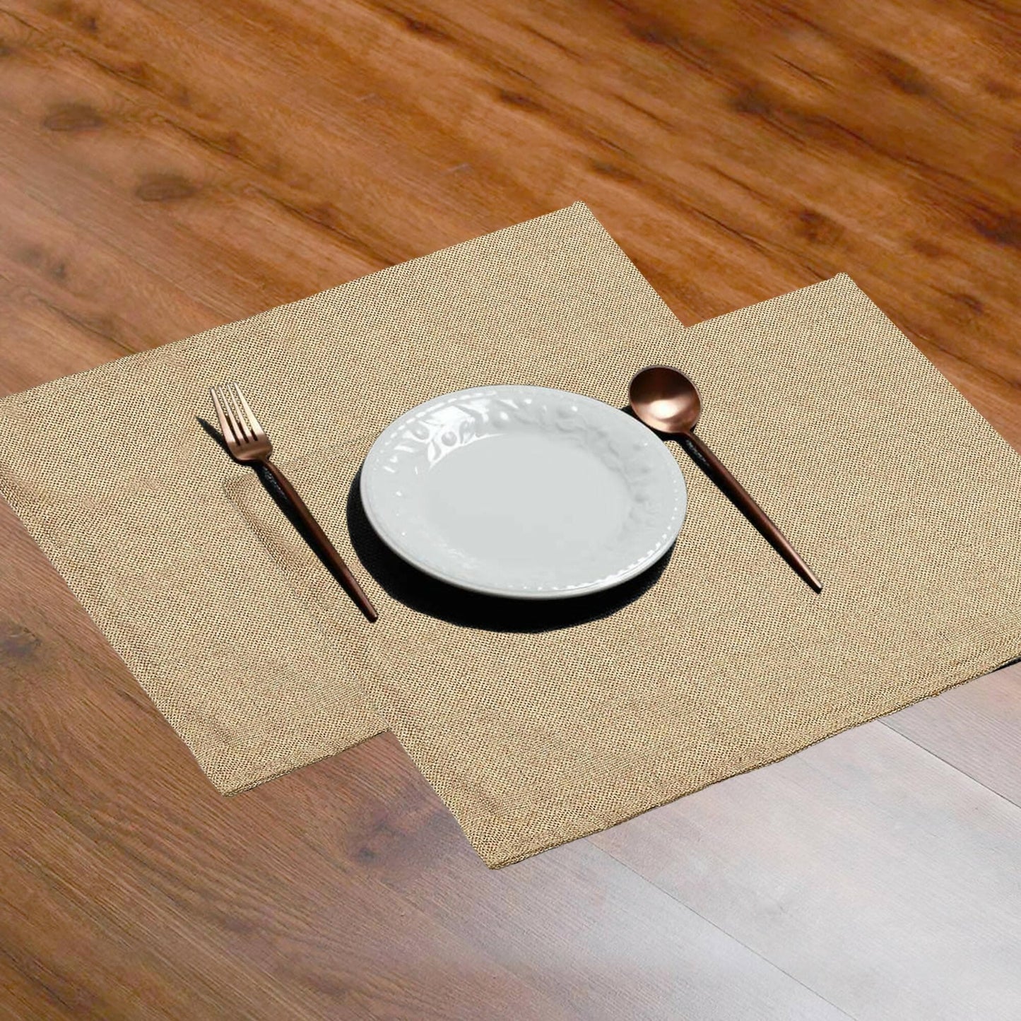 Lushomes Jute Table Mat, Beige Dining Table Mat, table mats Set of 8, Also Used as kitchen mat, fridge mat, cupboard sheets for wardrobe, Jute Place mats (Pack of 8, 12x18 Inches, 30x45 Cms) - HalfPe