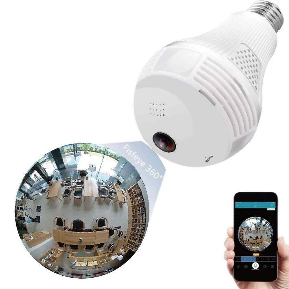 Full HD Bulb CCTV Camera with 360 Degree View, Smart Motion Detection, Two Way Audio, Wi-Fi Mobile Connectivity,Colored Night Vision - HalfPe