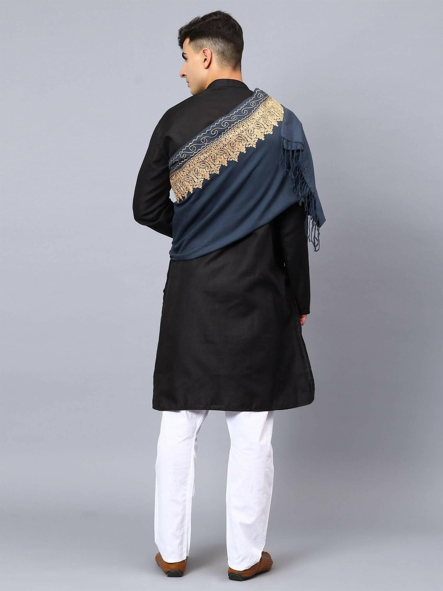 Grey Embroidered Stole - HalfPe