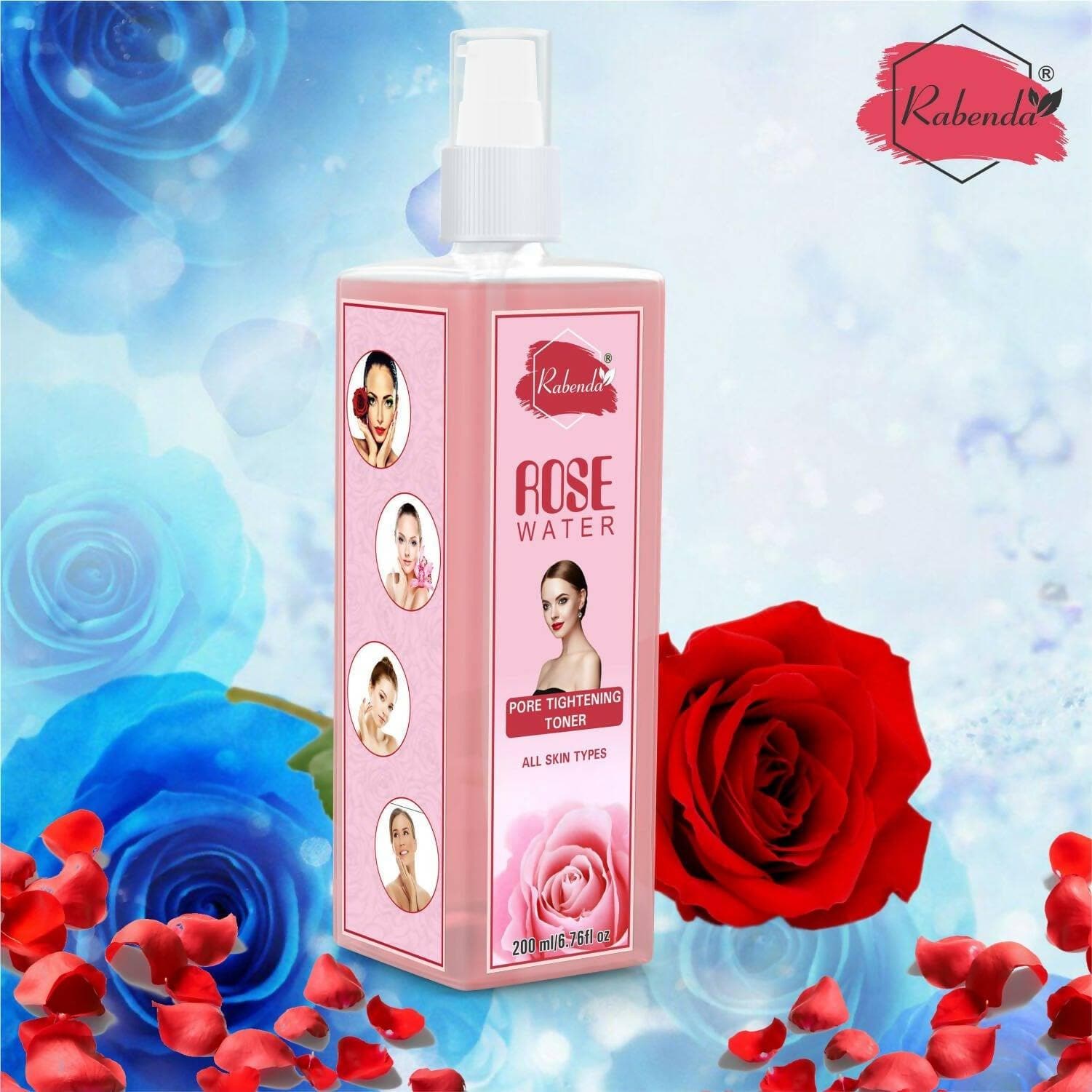 Rabenda Rose Water, Helps in Skin toning, For Men and Women, Gulab Jal, Chemical Free - 200ML (Pack of 2) - HalfPe