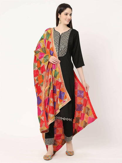 Phulkari Multicoloured Bagh Dupatta - HalfPe