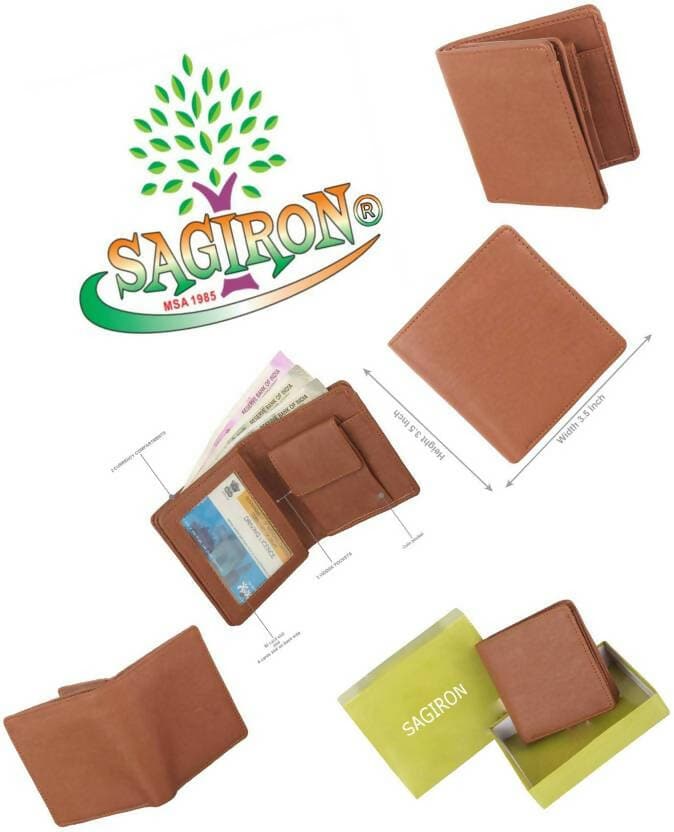 Men Casual Tan Artificial Leather Wallet (7 Card Slots) - HalfPe