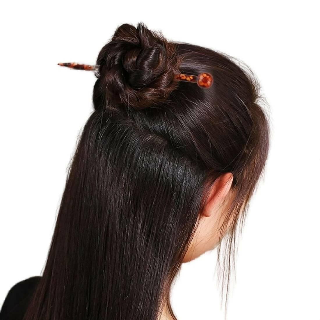 SENECIO 3Pc Pack Ethnic Retro Printed Hair Stick Set For Juda & Bun Pin Set - HalfPe