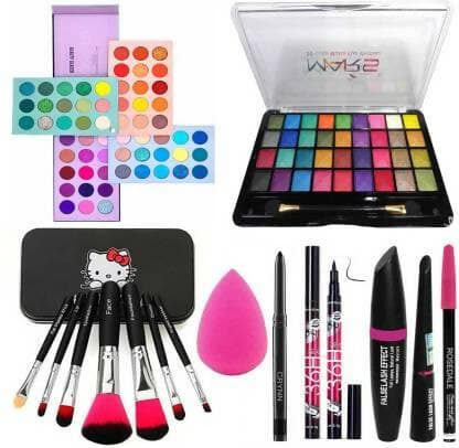 Crynn Kajal, Beauty Blender, 3in1 Yanqina, Beauty Glazed Palette, 7 Brush Set, MARS Eyeshadow (15 pcs) - HalfPe