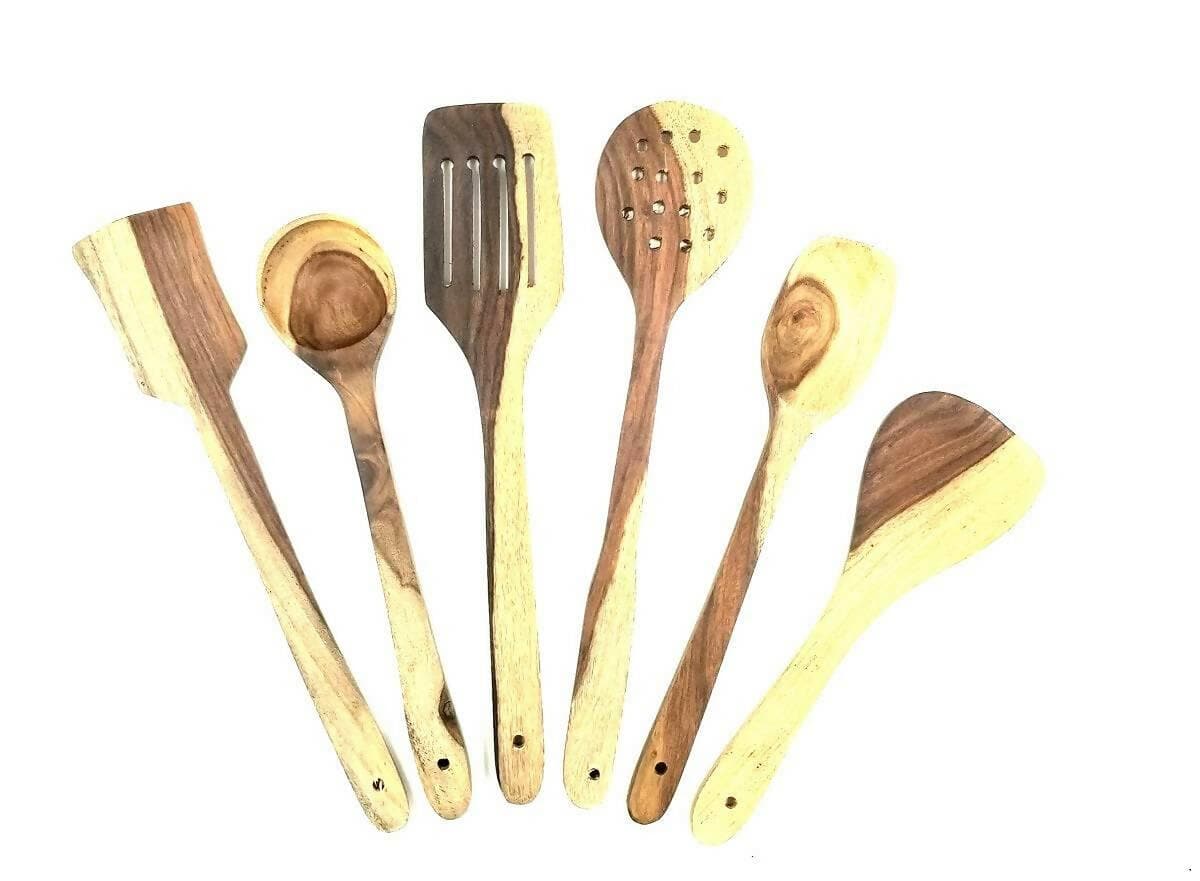 Saharanpur Handicraft Wooden Spoon - Set of 6 - HalfPe