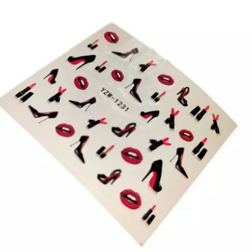 SENECIO Kiss Lipstick Shoes YZW-1231 NailArt Manicure Decals Water Transfer Sticker - HalfPe