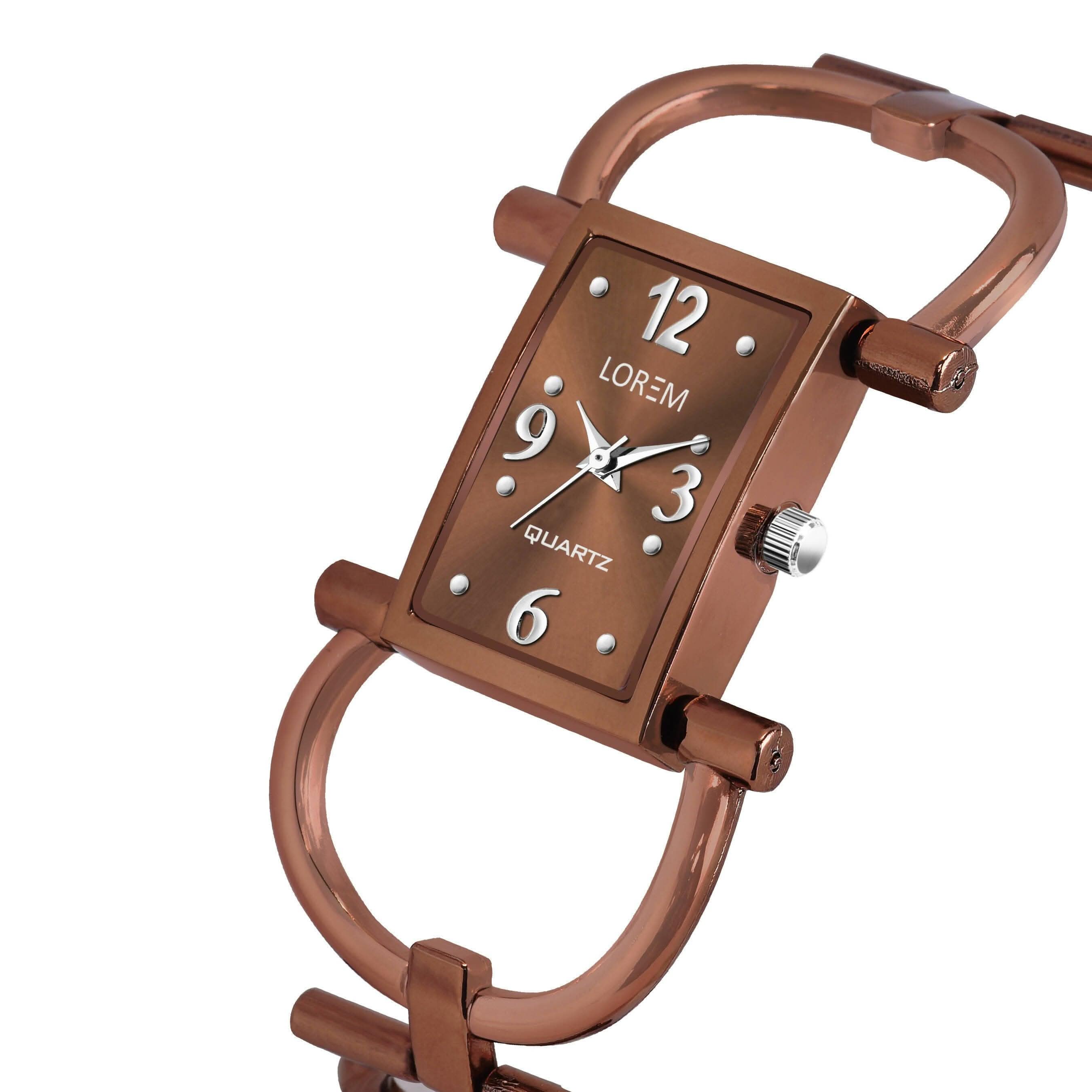 LOREM Chocolate Trending Square Braclet Analog Watch For Women LR295 - HalfPe