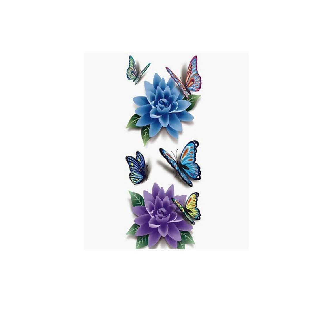 SENECIO Mini Design Colorful Flower Butterfly Waterproof Body Art Sleeve DIY Stickers Glitter Temporary Tattoo (pack of 2) - HalfPe