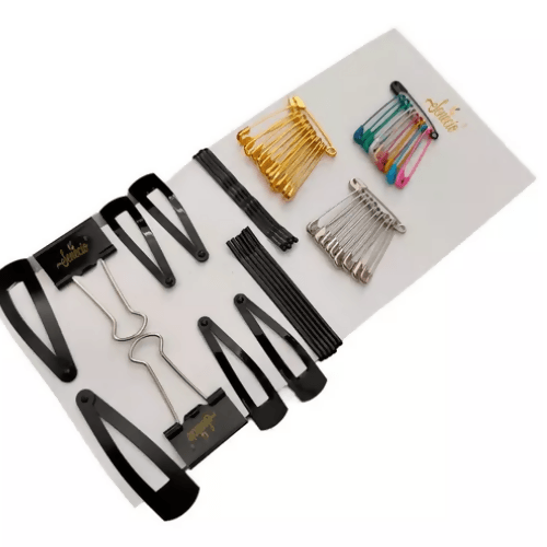 SENECIO 48PC SET SILVER GOLDEN MULTICOLOR SAFETY PINS JUDA BUN SNAP PIN SLIDER BOBBY PINS BINDER CLIP HAIR & SAREE PIN COMBO FOR GIRLS & WOMEN - HalfPe