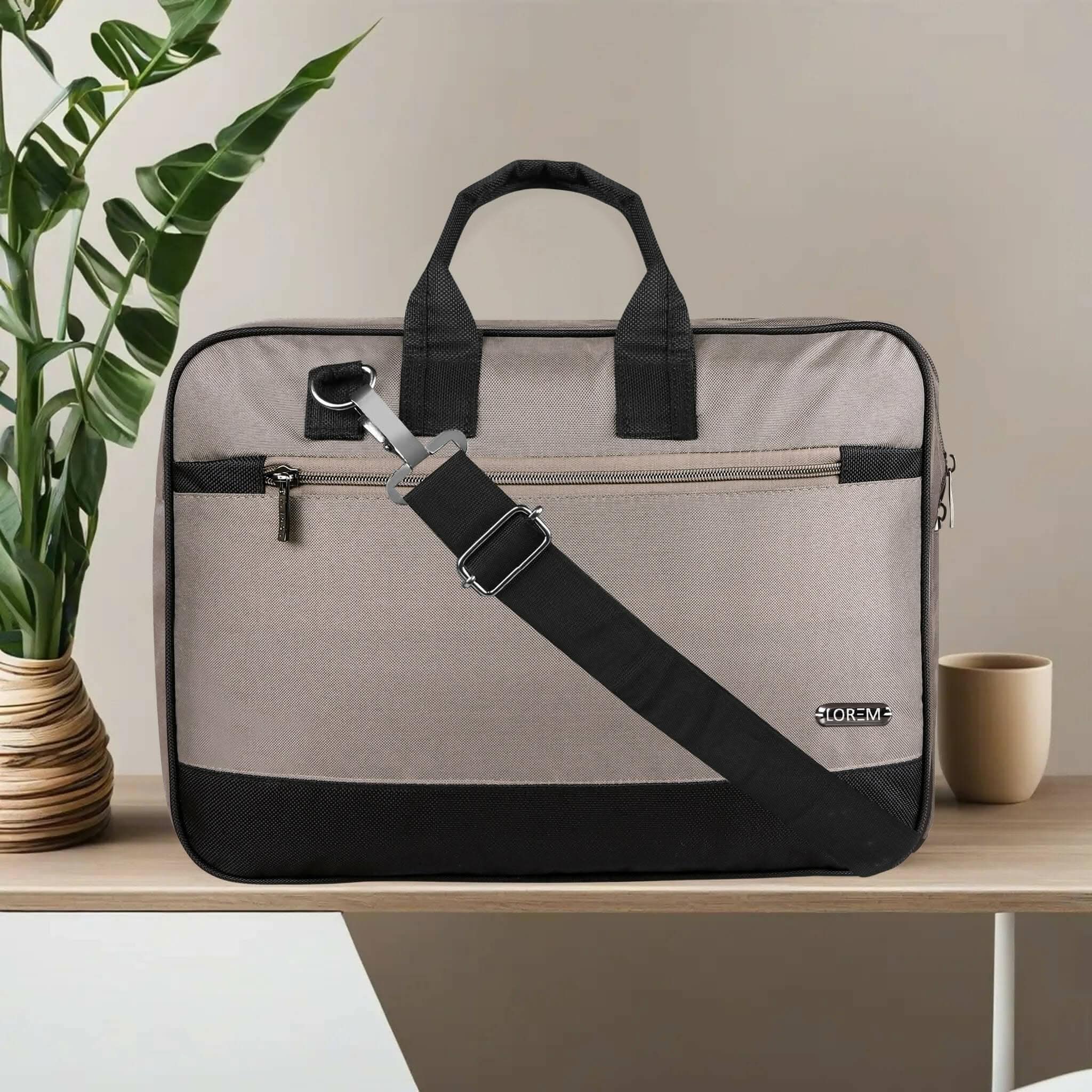 LOREM Grey Color PVC Coated Fabric 10L Messenger Bag - HalfPe