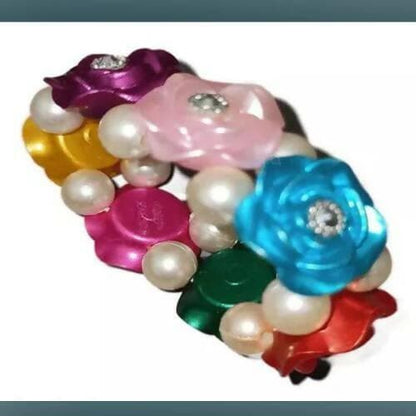 SENECIO Floral Rose Colorful Moti Beaded Handmade Bracelet (pack of 2) - HalfPe