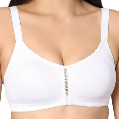 Non Padded Center Lace Bra (White) - HalfPe