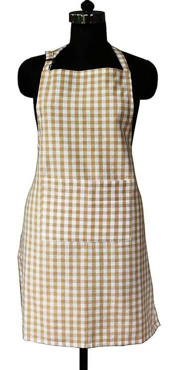 Lushomes Cotton Checks Kitchen Chef Apron with Pocket and Adjustable - HalfPe