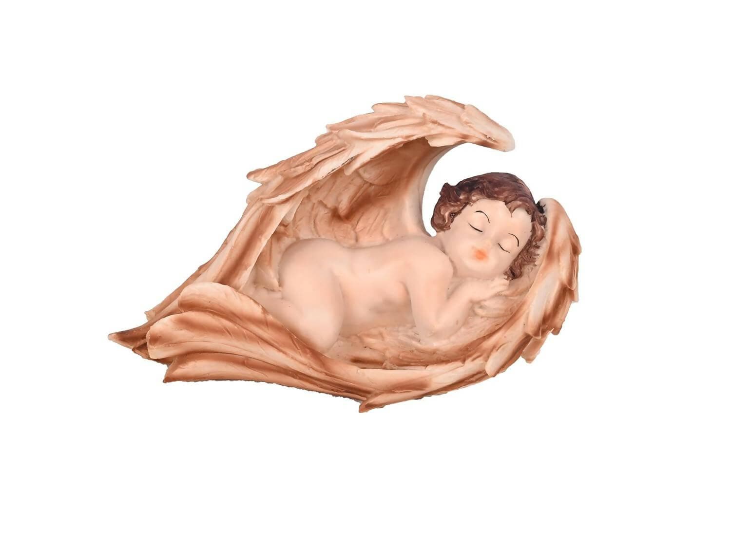 KariGhar Resin Brown Sleeping Angel Statue Catholic Idol for Home (Pack of 2) - HalfPe