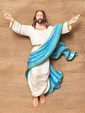 KariGhar Risen Christ / Jesus Christ (3 x 10 x12 Inches) Catholic Idol Perfect for Prayer Room / Drawing Room/ Bedroom/ Decoration & Gifting A0042 (Blue & White) - HalfPe