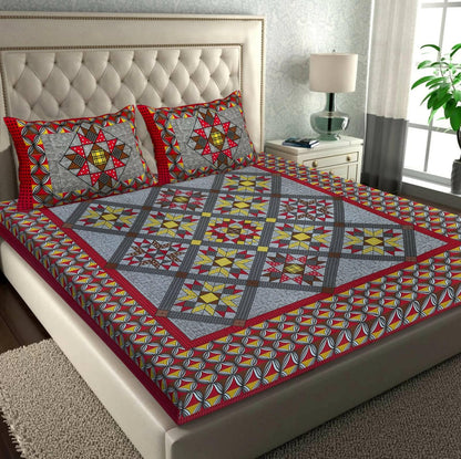 Jaipuri 144 TC Cotton Double Jaipuri Prints Flat Bedsheet - HalfPe