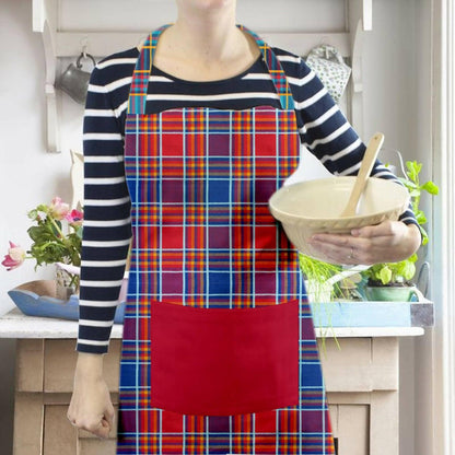 Lushomes Apron for Women, Red Checks Kitchen Apron for Men, Cooking Apron, apron for kitchen, kitchen dress for cooking, Adjustable Buckle and Solid Pocket, Size 60x80 cms, Pkof1 - HalfPe