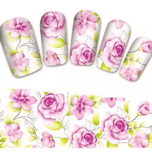 SENECIO Lovely Pink YZW-1384 NailArt Manicure Decal Water Transfer Sticker - HalfPe