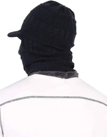 Woven Blue Unisex Acrylic Woolen Balaclava, Beanie/Skull Cap For Men - HalfPe