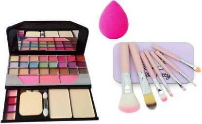 Bingeable All in One Best Makeup kit Combo With Makeup Brushes & Washable Makeup Sponge Beauty Blender Puff - HalfPe