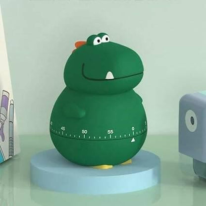 Cute dino anime timer Tick-Tock Clock ( Dark Green) - HalfPe