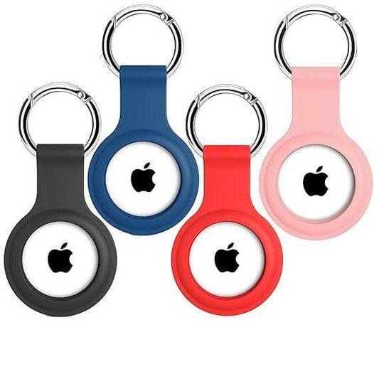 SQUIF Airtag Case for Apple Airtags Silicone Case Protective Cover for Airtag Case Locator Tracker Anti-Lost Device Keychain Protection Sleeve (Black_Blue_Red_Pink) - HalfPe