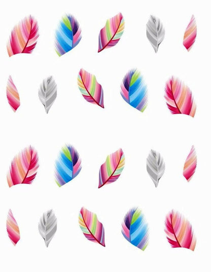 STZ Multicolor Feather Nail Art Manicure Decals Water Transfer Stickers (2 Sheets) - HalfPe